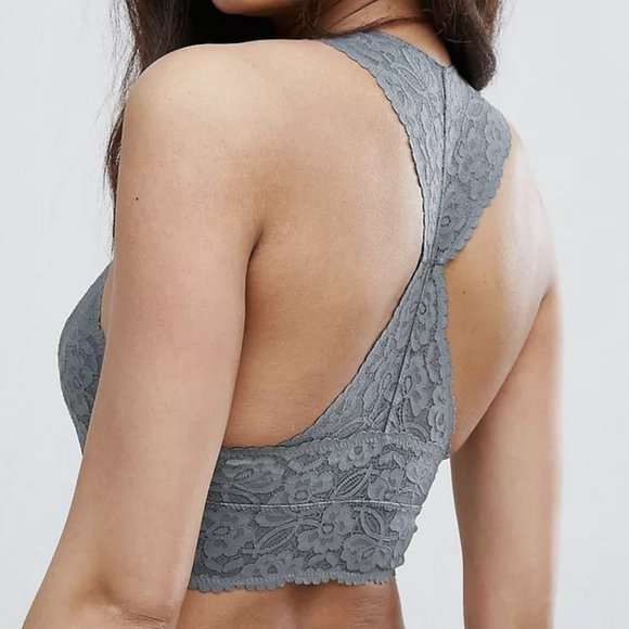 Free People XS gray lace racerback Galloon bralette - Picture 5 of 5